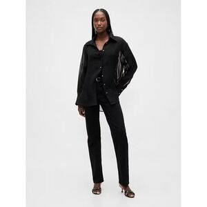 Gap Big Shirt sheer MED black wmns pocket sheer organza avantgarde deadstock ec